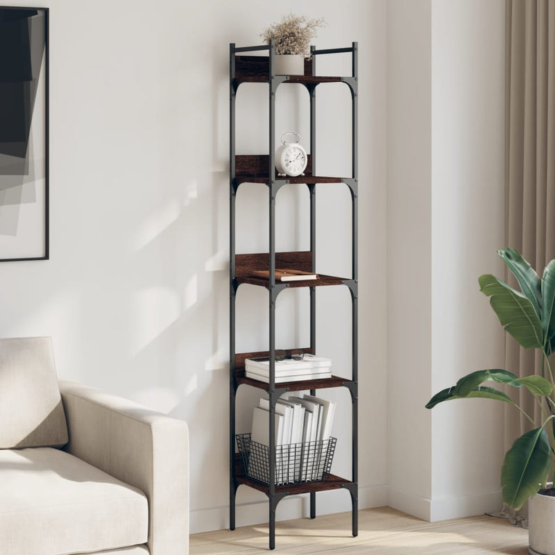 Bookshelf 5-Tier Brown Oak 35x30x174 cm Engineered Wood