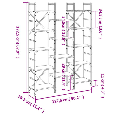 Bookshelf Grey Sonoma 127.5x28.5x172.5 cm Engineered Wood