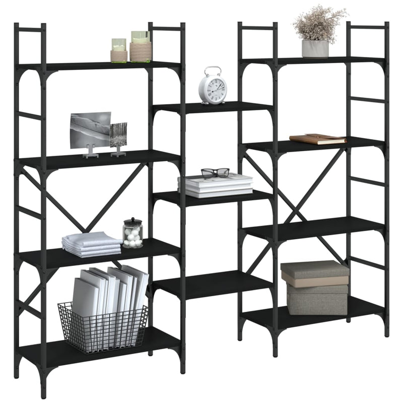 Bookshelf Black 160x28.5x136.5 cm Engineered Wood