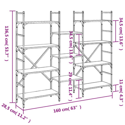 Bookshelf Black 160x28.5x136.5 cm Engineered Wood