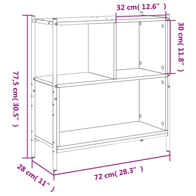 Bookcase Black 72x28x77.5 cm Engineered Wood