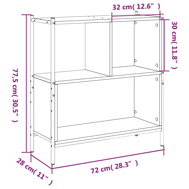 Bookcase Sonoma Oak 72x28x77.5 cm Engineered Wood