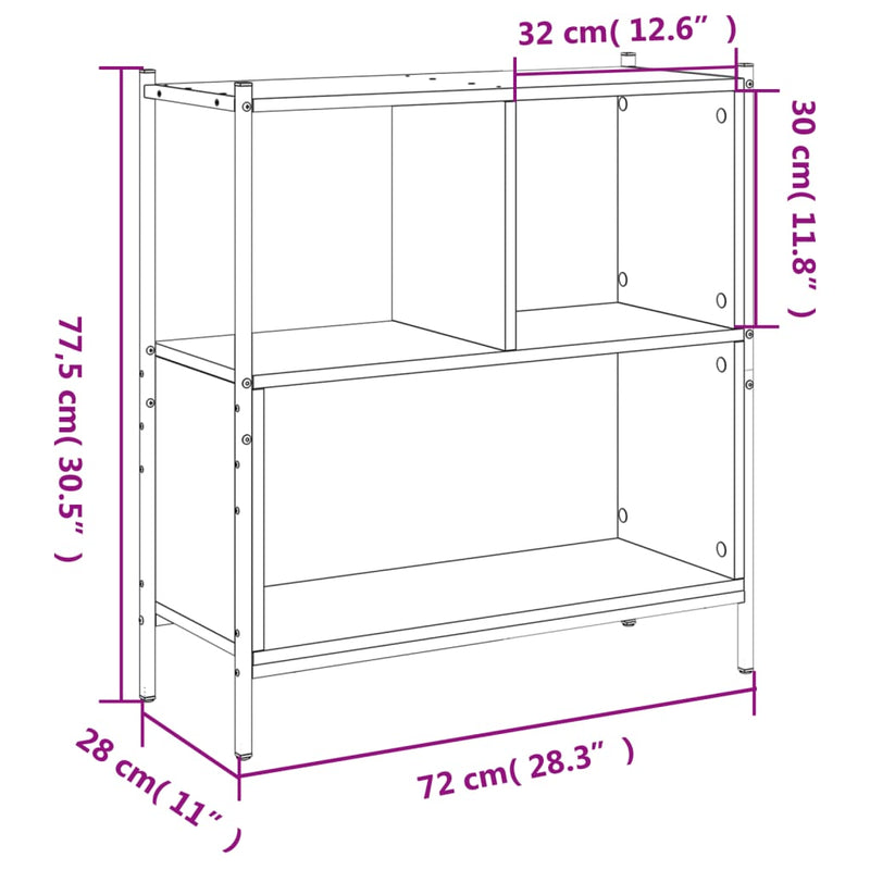 Bookcase Grey Sonoma 72x28x77.5 cm Engineered Wood