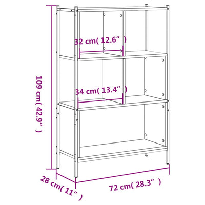 Bookcase Black 72x28x109 cm Engineered Wood