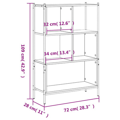 Bookcase Sonoma Oak 72x28x109 cm Engineered Wood