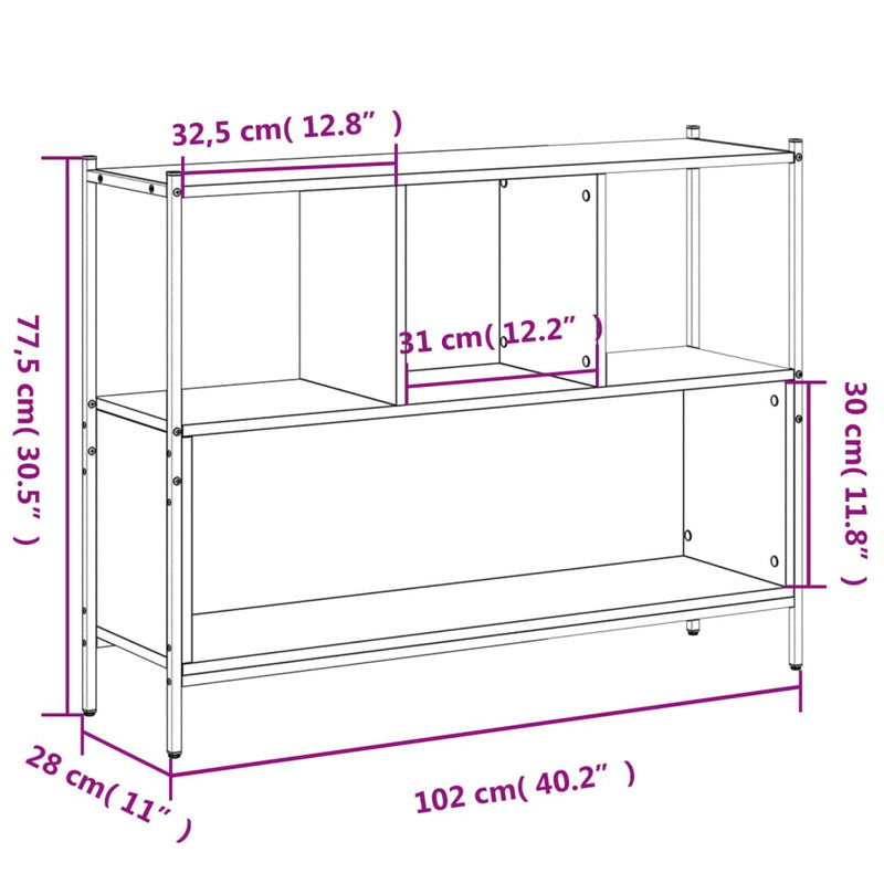 Bookcase Grey Sonoma 102x28x77.5 cm Engineered Wood