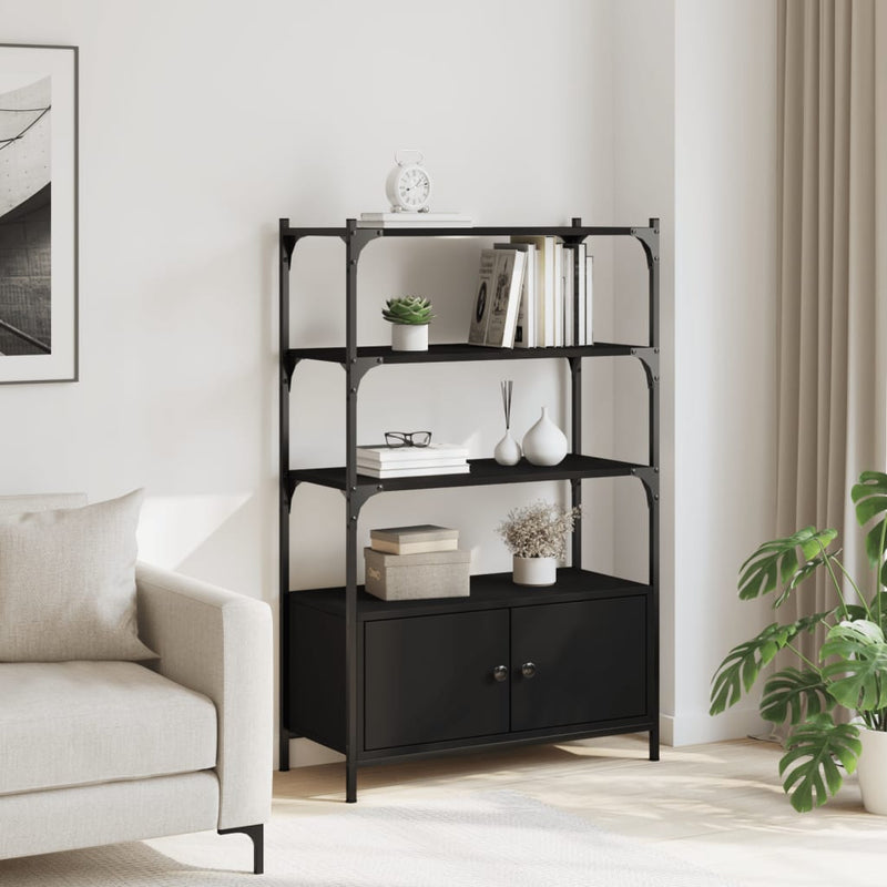 Bookcase 3-Tier Black 70x30x109.5 cm Engineered Wood