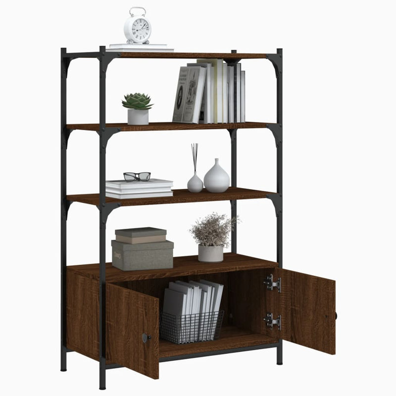 Bookcase 3-Tier Brown Oak 70x30x109.5 cm Engineered Wood