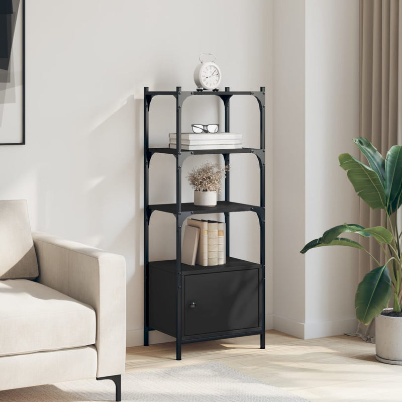 Bookcase 3-Tier Black 41x30x109.5 cm Engineered Wood