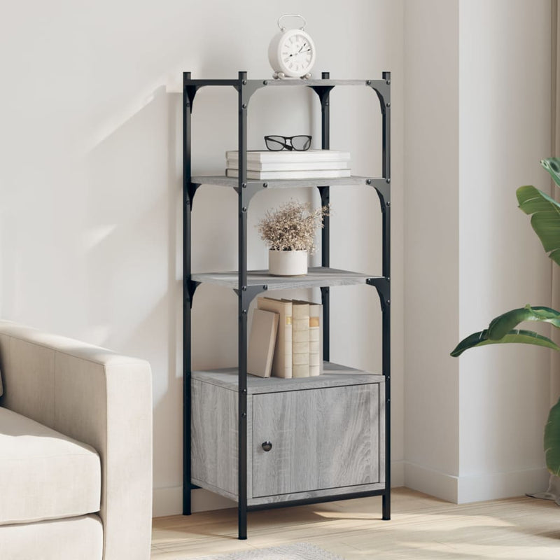 Bookcase 3-Tier Grey Sonoma 41x30x109.5 cm Engineered Wood