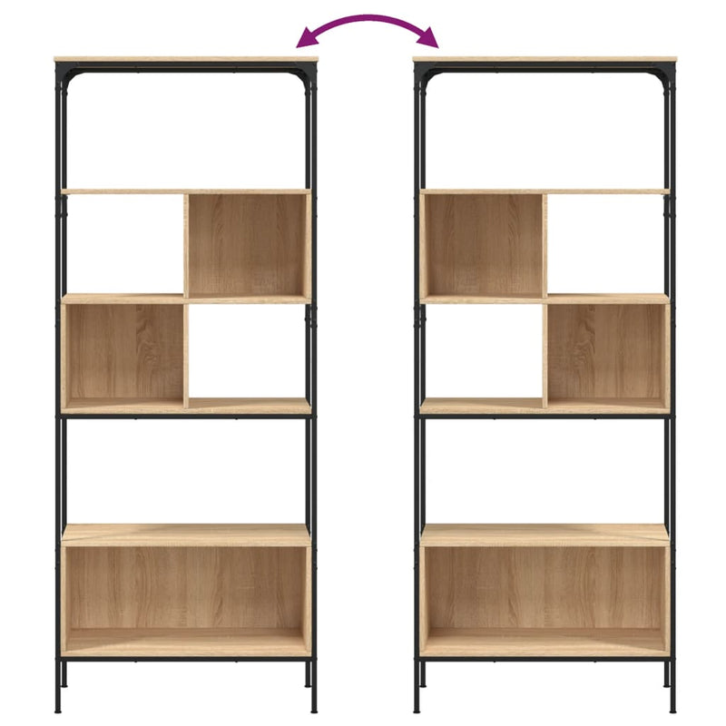 Bookcase 5-Tier Sonoma Oak 76x33x188.5 cm Engineered Wood