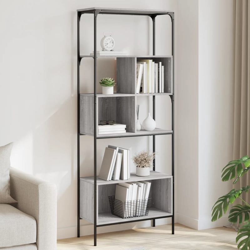 Bookcase 5-Tier Grey Sonoma 76x33x188.5 cm Engineered Wood