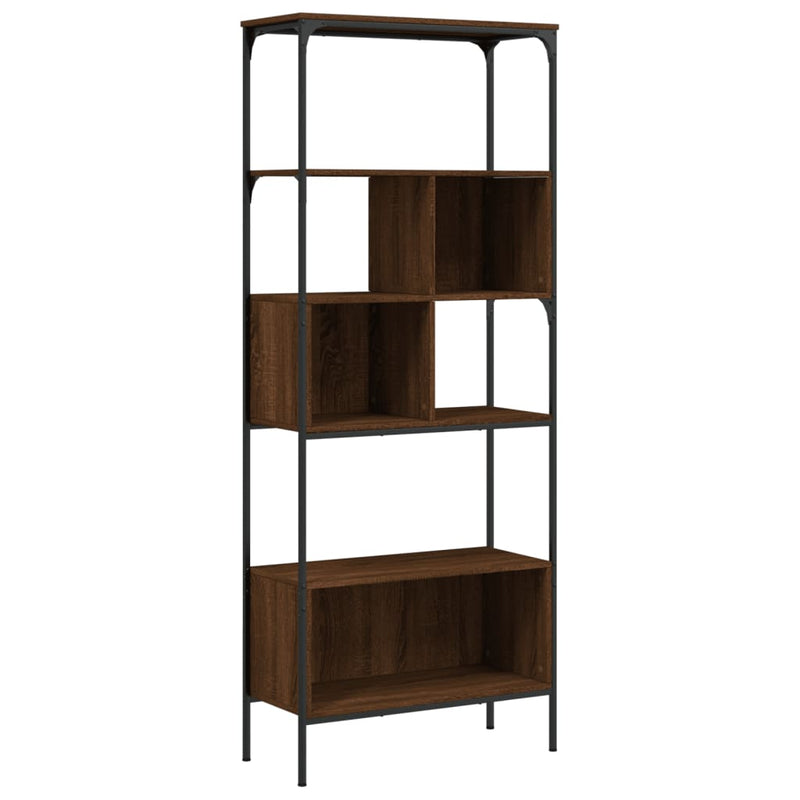 Bookcase 5-Tier Brown Oak 76x33x188.5 cm Engineered Wood