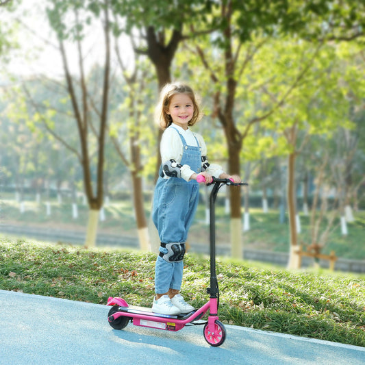 AIYAPLAY Electric Scooter for Kids Ages 6-14, with Dual Brakes, Flash Wheel and Colourful Light, Kids Electric Scooter E Scooter, Up to 12 KM/H & 10 KM, Pink