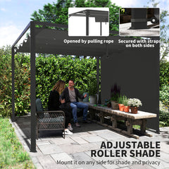 Outsunny 3 x 3m Aluminium Pergola, with Retractable Roof and Wall - Dark Grey