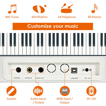 Full Size Weighted 88-Key Digital Piano for Beginner-White