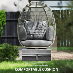 Outsunny Rattan Egg Chair with Cushions and Pillows, Charcoal Grey