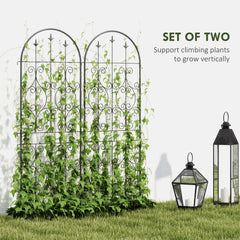 Outsunny Set of 2 Metal Garden Trellis, Decorative Trellis Panels for Climbing Outdoor Plants, Vegetables, Vines, Flowers, 150 x 50 cm, Scrollwork Design