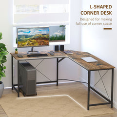 HOMCOM L-Shaped Desk, Gaming Desk, 150 x 150 x 75 cm, Corner Computer Desk for Study, Home Office, Bedroom, Rustic Brown