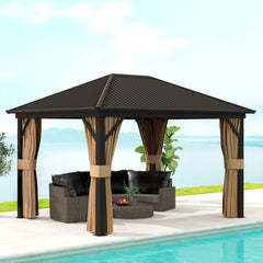 Outsunny 3.6 x 3(m) Aluminium Frame Hardtop Gazebo, with Accessories