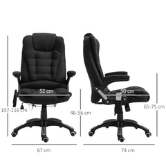 Vinsetto Massage Recliner Chair Heated Office Chair with Six Massage Points Linen-Feel Fabric 360√Ç¬∞ Swivel Wheels Black