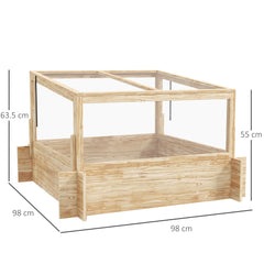 Outsunny 2-In-1 Wooden Greenhouse Planter Box - Natural