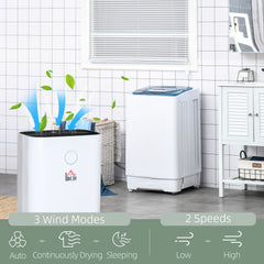 HOMCOM 16L/Day Portable Dehumidifier for Home, with LED Screen, Sleep Mode, 24H Timer, Electric Air Dehumidifier for Damp Laundry Bedroom Basement