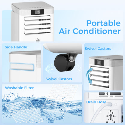 HOMCOM 10000 BTU Air Conditioning Unit, 4-in-1 Portable Air Conditioner, Dehumidifier, Cooling, Fan, Sleep Mode, with Remote Control, LED Display, 2 Speeds, 24H Timer, Window Venting Kit, 22m√Ç¬≤