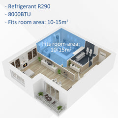 HOMCOM 8000 BTU 4-In-1 Portable Air Conditioner Unit Cooling Dehumidifying Ventilating for Room up to 15m√Ç¬≤, with Fan, Remote, 24H Timer, Window Mount Kit, R290, A Energy Efficiency