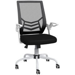 Vinsetto Mesh Office Chair, Computer Desk Chair with Flip-up Armrests, Lumbar Back Support and Swivel Wheels, Black