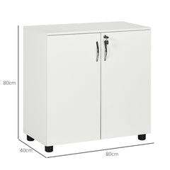 Vinsetto Two-Tier Locking Office Storage Cabinet - White