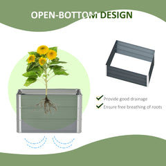 Outsunny 108L Raised Garden Bed, Galvanized Steel Elevated Planter Box w/ Installation Gloves for Backyard, Patio to Grow Vegetables, Herbs, and Flowers, 66 x 47 x 40cm, Grey