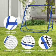 HOMCOM Adjustable Rebounder Net Kickback Target Goal for Teens Adults Training, Blue