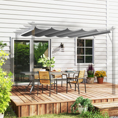 Outsunny Retractable Pergola Shade Cover, Replacement Canopy Fabric for 3 x 3 (m) Pergola, Gazebo Retractable Roof, Light Grey