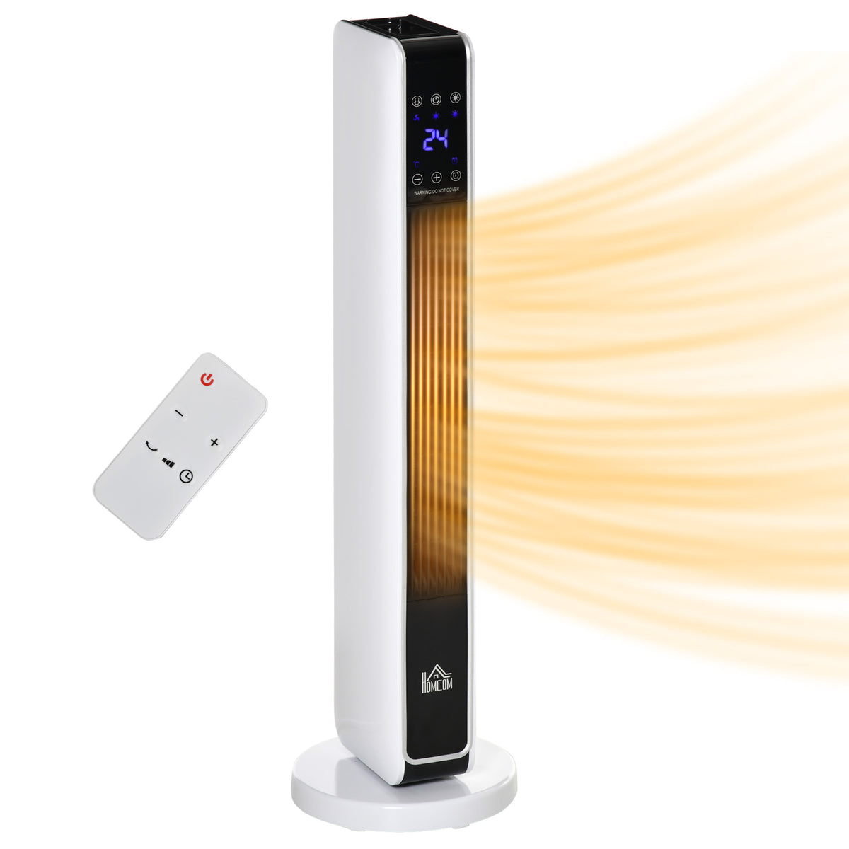 HOMCOM 1100W/2200W Space Heater with 65√Ç¬∞ Oscillation & 8-Hour Timer and Overheat & Tip Over Protection, Room Heater with 2 Heat and Fan for Bedroom, 29 inch