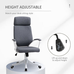 Vinsetto Office Chair, Ergonomic Desk Chair, High Back Study Chair with Headrest and Lumbar Back Support, Adjustable Height for Home and Work, Grey