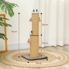 PawHut 78cm 2-in-1 Cat Scratching Post with 3 Toy Feathers, Brown