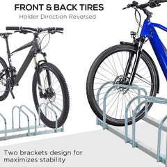 HOMCOM Bike Stand Parking Rack Floor or Wall Mount Bicycle Cycle Storage Locking Stand (5 Racks, Silver)