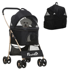 PawHut 3 In 1 Detachable Pet Stroller, for Extra Small and Small Dogs - Black