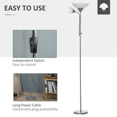 HOMCOM Modern Floor Lamp, Uplighter 2-Light Tall Standing Lamp with Adjustable Heads, for Living Room, Bedroom, Office