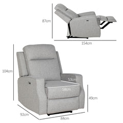 HOMCOM 150√Ç¬∞ Electric Reclining Chair, with USB port and Footrest - Grey