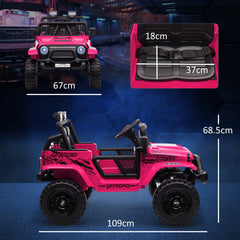 AIYAPLAY 12V Battery Powered Kids Ride-On Car, Electric Truck w/ Spring Suspension, Remote, Music, Horn, Lights, Pink