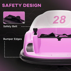 AIYAPLAY 360√Ç¬∞ Rotation Kids Bumper Car, 12V Waltz Car with Remote Control, Dual Joystick, Music, Lights, Pink