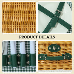 Outsunny Two-Person Picnic Set, with Wicker Basket