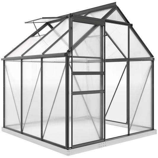 Outsunny 190 x 190cm Walk-In Polycarbonate Greenhouse - Grey