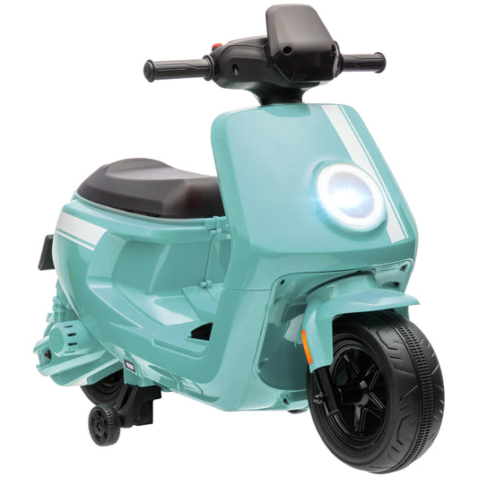 AIYAPLAY 6V Ride on Motorbike, Kids Electric Motorbike w/ Headlights, Music, Training Wheels, for Ages 18-36 Months, Green