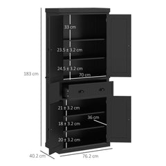 HOMCOM Freestanding Multi-Storage Kitchen Cabinet - Black