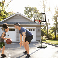 HOMCOM Basketball Hoop Freestanding 255-305cm Hoop Height Adjustable Stand with Backboard Wheels for Teens Adults Black