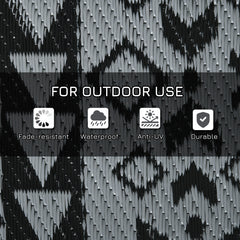 Outsunny 182 x 274cm Reversible Patterned Outdoor Rug, with Bag - Black/Grey