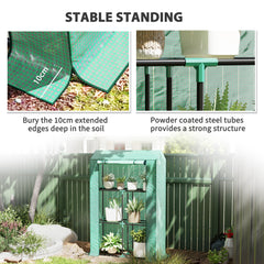 Outsunny 40 x 100cm Three Shelf Steel Frame Greenhouse - Green